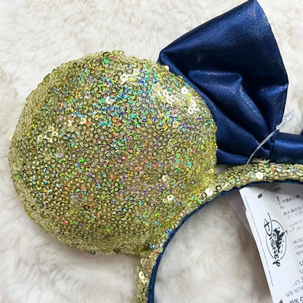 Disney Parks 50th Anniversary Gold‎ Sequin With EARidescent Minnie Ears Headband